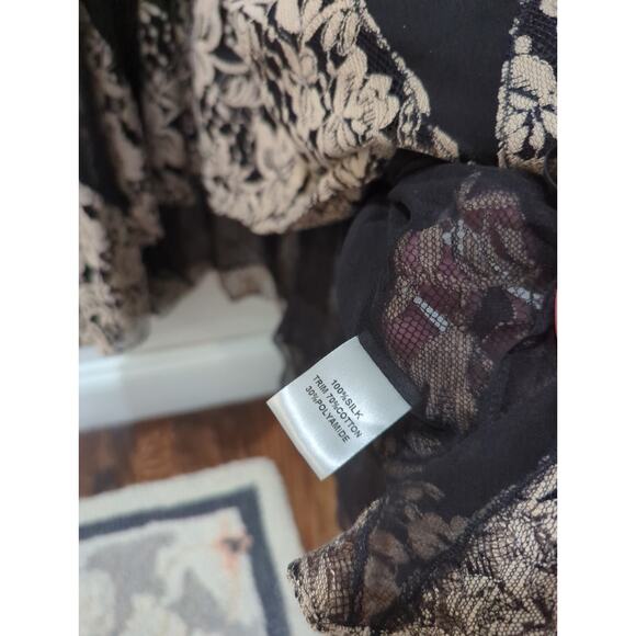 Nightcap By Carisa Rene Sheer Silk Antique Lace Wrap Gown Midi Dress - Picture 7 of 9